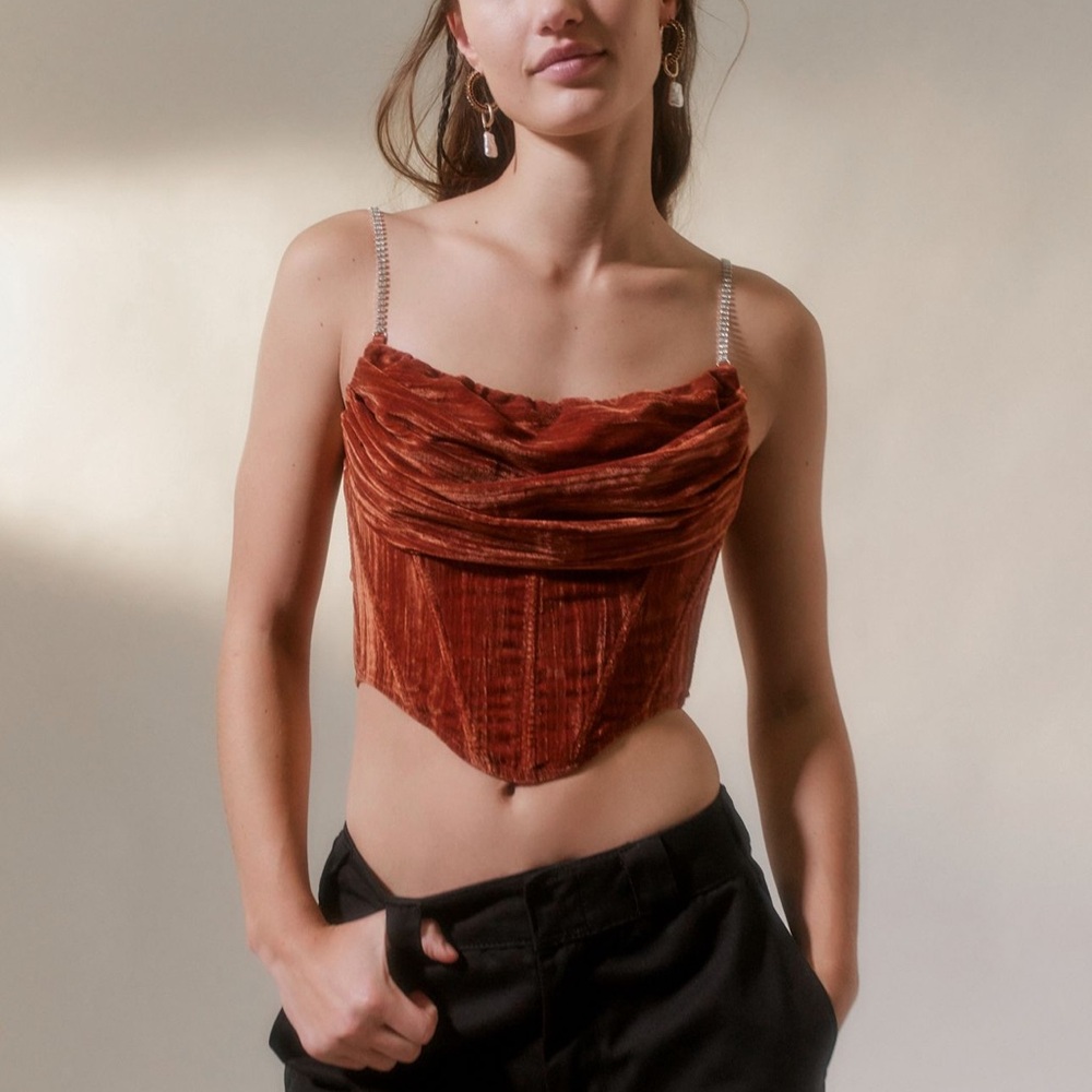 UO Lexi Velvet Cowl Neck Top